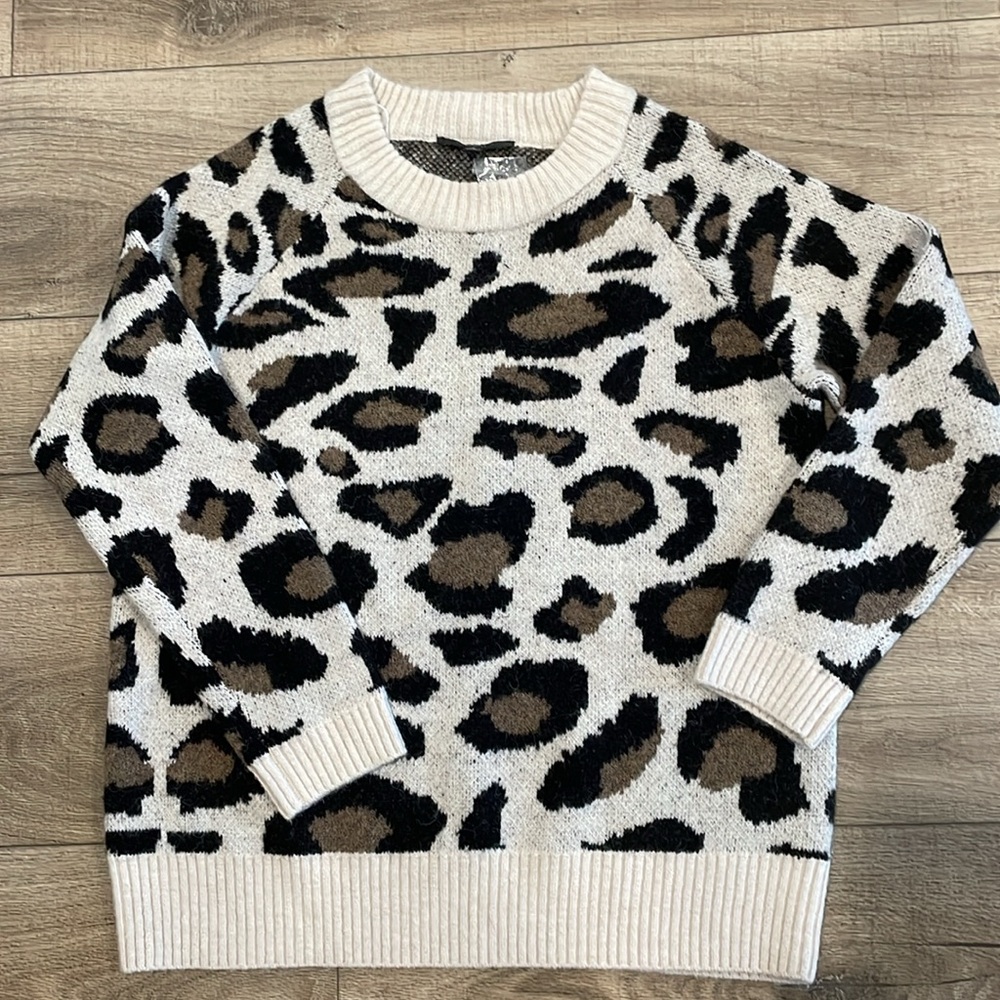 Cyrus Desert Leopard Pullover Crewneck Sweater‎ Large - $128
